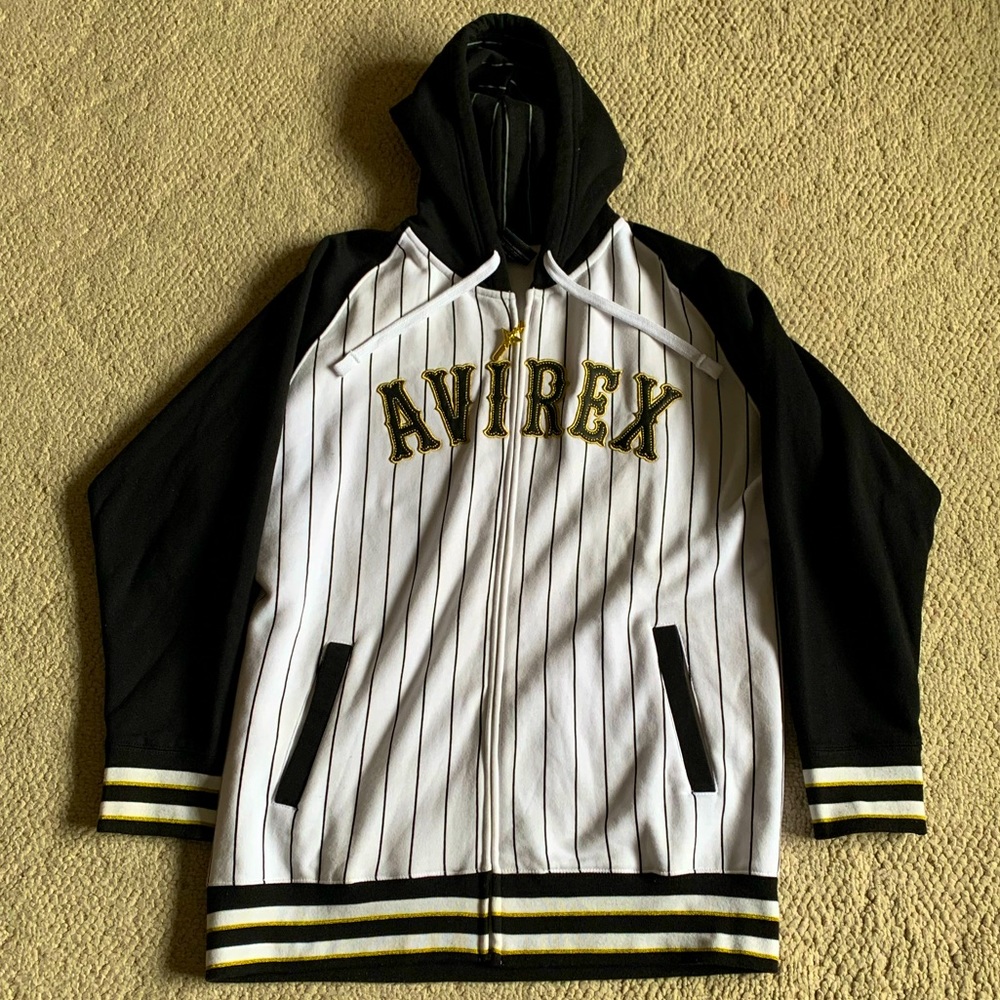 Rare Avirex Pinstripe Hoodie L